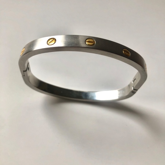 Bracelet with a Hinge Open & Close Silver & Gold - Picture 8 of 9